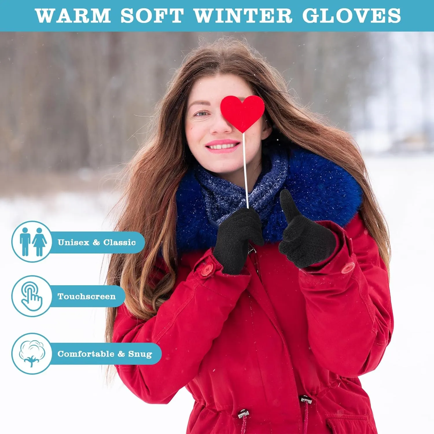 Winter Gloves - 2/1 Pairs Women's Winter Gloves, Knit Touchscreen Gloves Women Men, Gloves for Cold Weather