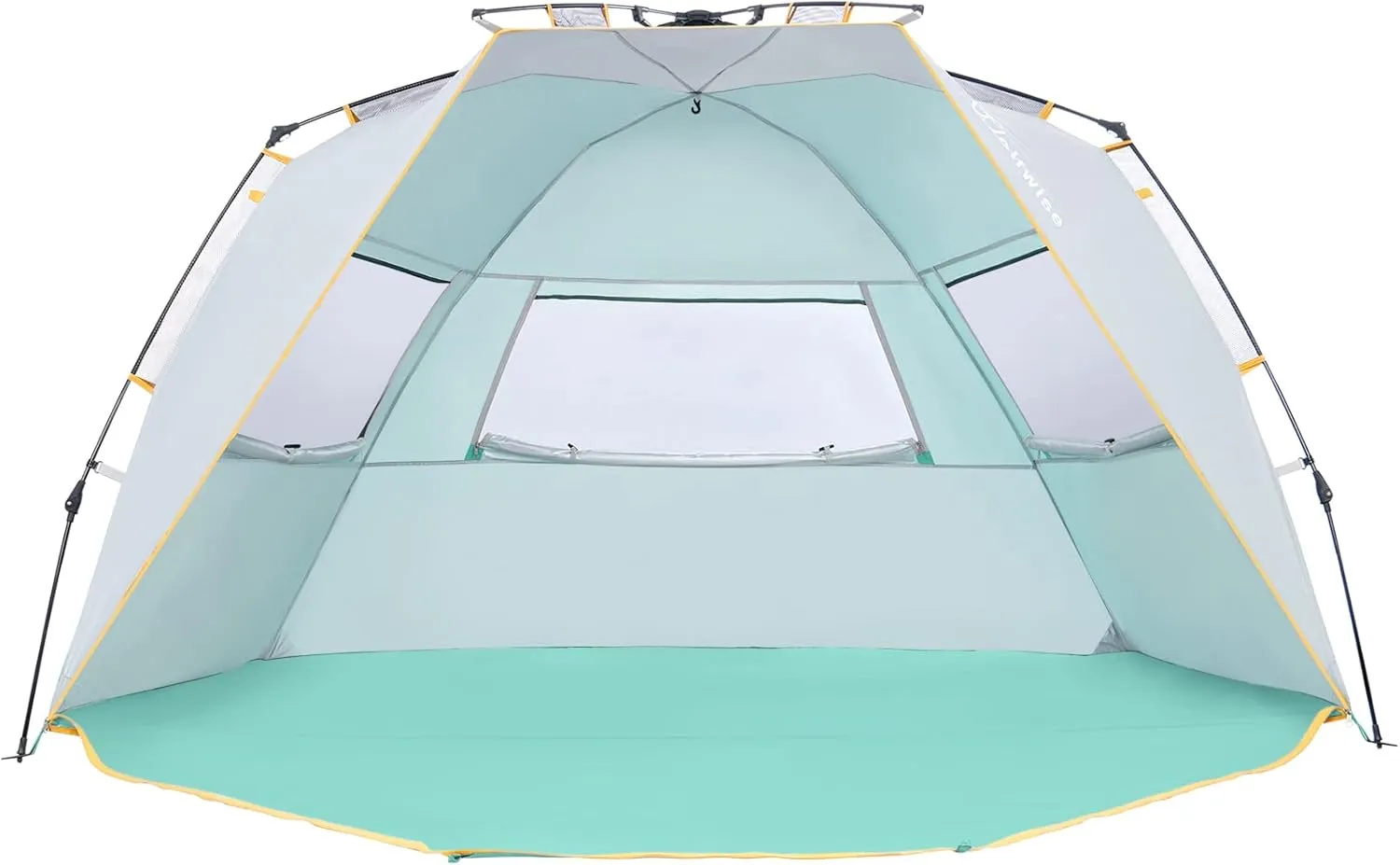 WolfWise Pop Up XL Beach Tent 99" Wide for 4-6 Person UPF 50  Portable Instant Sun Shelter Canopy Umbrella with Extended Zippered Porch