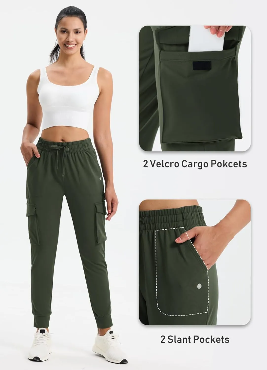 Women's Clearance Fleece Lined Cargo Joggers Water Resistant Winter Hiking Pants Sweatpants Snow Running