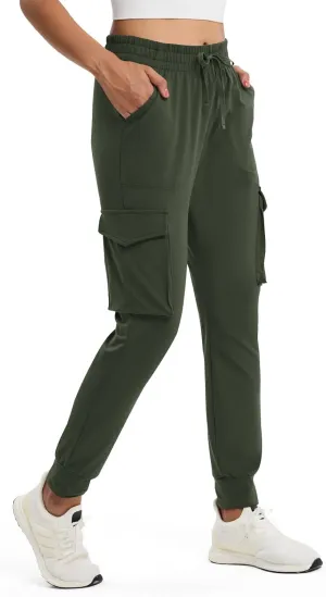 Women's Clearance Fleece Lined Cargo Joggers Water Resistant Winter Hiking Pants Sweatpants Snow Running
