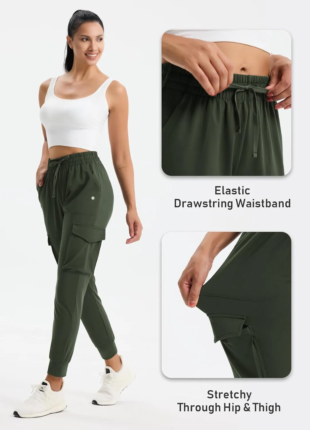 Women's Clearance Fleece Lined Cargo Joggers Water Resistant Winter Hiking Pants Sweatpants Snow Running