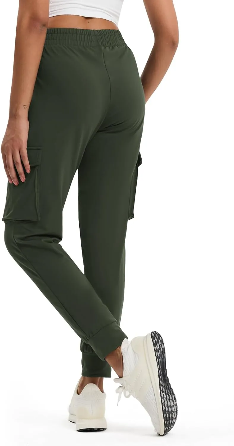 Women's Clearance Fleece Lined Cargo Joggers Water Resistant Winter Hiking Pants Sweatpants Snow Running