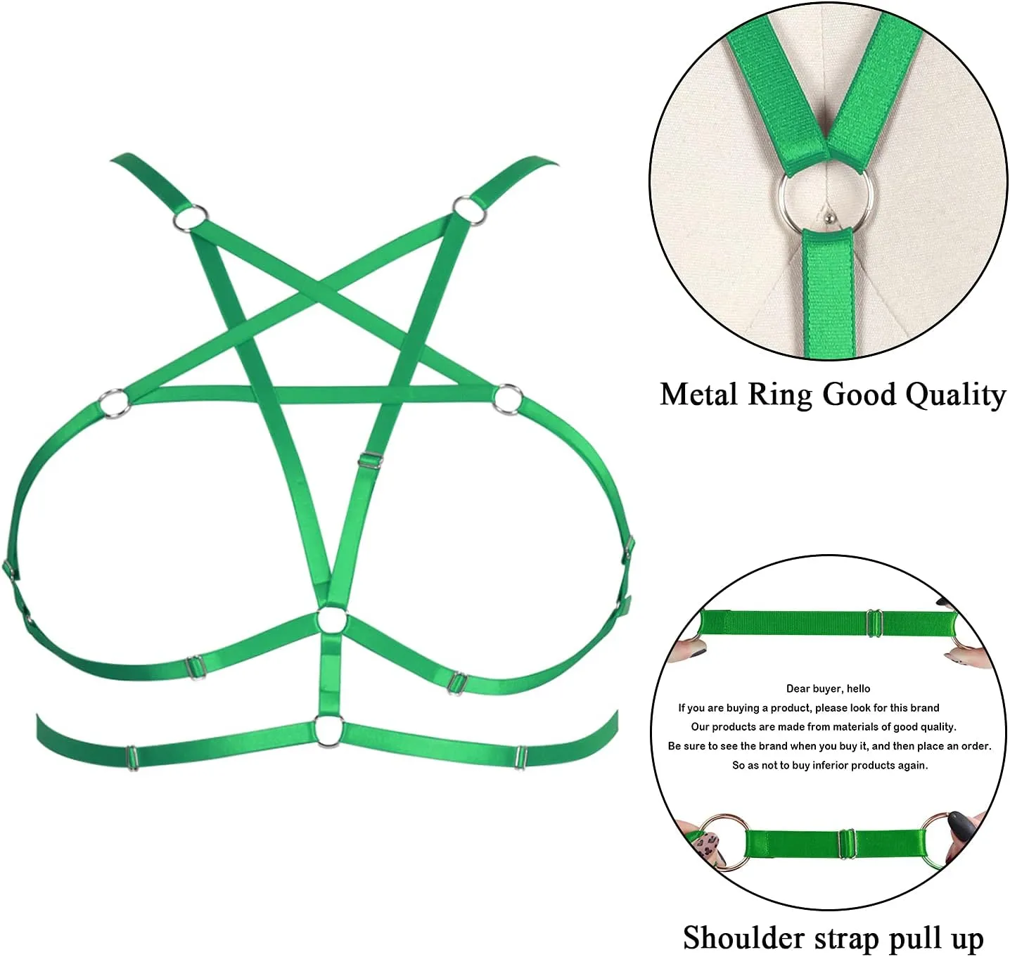 Womens Plus Size Full Cage Body Harness Hollow Out Pentagram Harajuku Adjustable Elastic Punk Gothic Halloween Rave