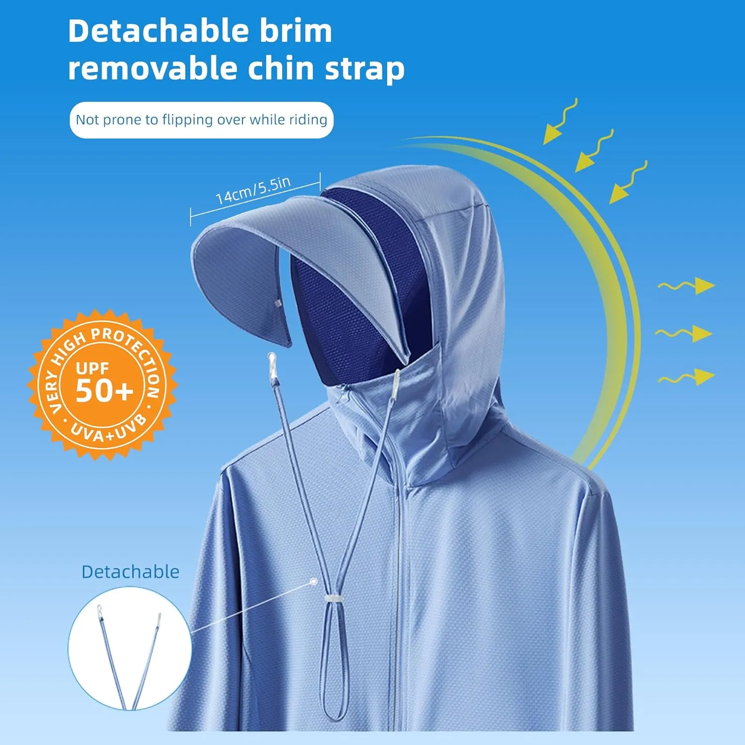 Women's UPF 50  Sun Protection Jacket Lightweight Cool UV Shirt Long Sleeve with Hoodie Brim Thumb Hole Running