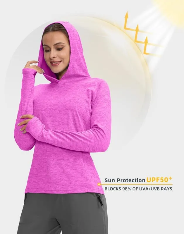 Women's UPF 50  Sun Protection Shirt Long Sleeve Lightweight Hoodie UV Shirts for Women Hiking Fishing Outdoor