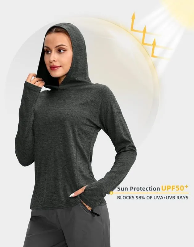 Women's UPF 50  Sun Protection Shirt Long Sleeve Lightweight Hoodie UV Shirts for Women Hiking Fishing Outdoor