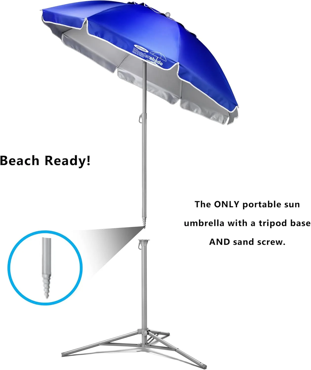 Wondershade Ultimate Portable Sun Shade Umbrella for Instant Lightweight and Adjustable Sun Protection - Blue