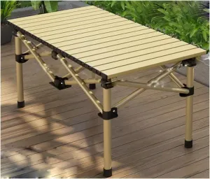 XCHEN Outdoor Folding Dining Table, car Camping Lightweight Table, Home Retractable Portable Table, Beige, 1548793