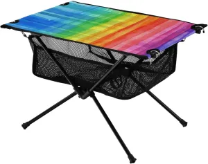 xigua Colored Stripes Folding Camping Table,Portable Camp Table with Carry Bag Beach Table Folding Table for Picnic, Camp,Party,Travel113