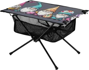 xigua Cute Gnome Folding Camping Table,Portable Camp Table with Carry Bag Beach Table Folding Table for Picnic, Camp,Party,Travel130
