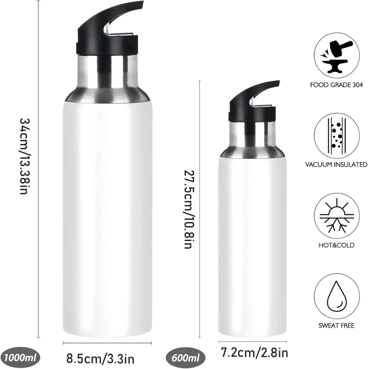 xigua Painted Eiffel Tower in Paris Water Bottle with Straw, 20OZ Sports Water Bottle BPA Free Stainless Steel Water Jugs for Gym,Working, Outdoor（374）