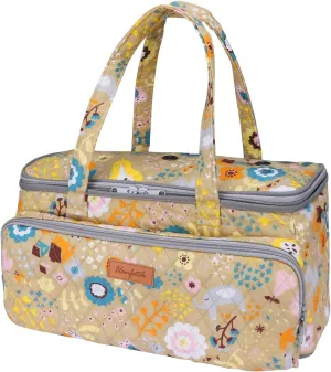 Yarn Storage Organizer with Grommets - Portable Crochet & Knitting Bag for Skeins, Hooks, Needles & Accessories (Flower-Yellow)