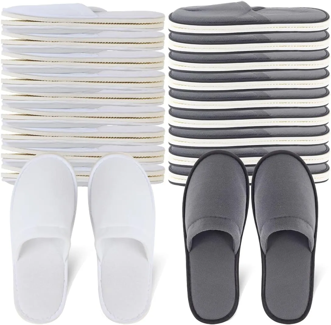 Yeios 10-20 Pairs Disposable Slippers for Guests Hotel Slippers Bulk Spa Slippers Closed Toe House Slippers Guest Slippers Bulk for Adult for Men and Women