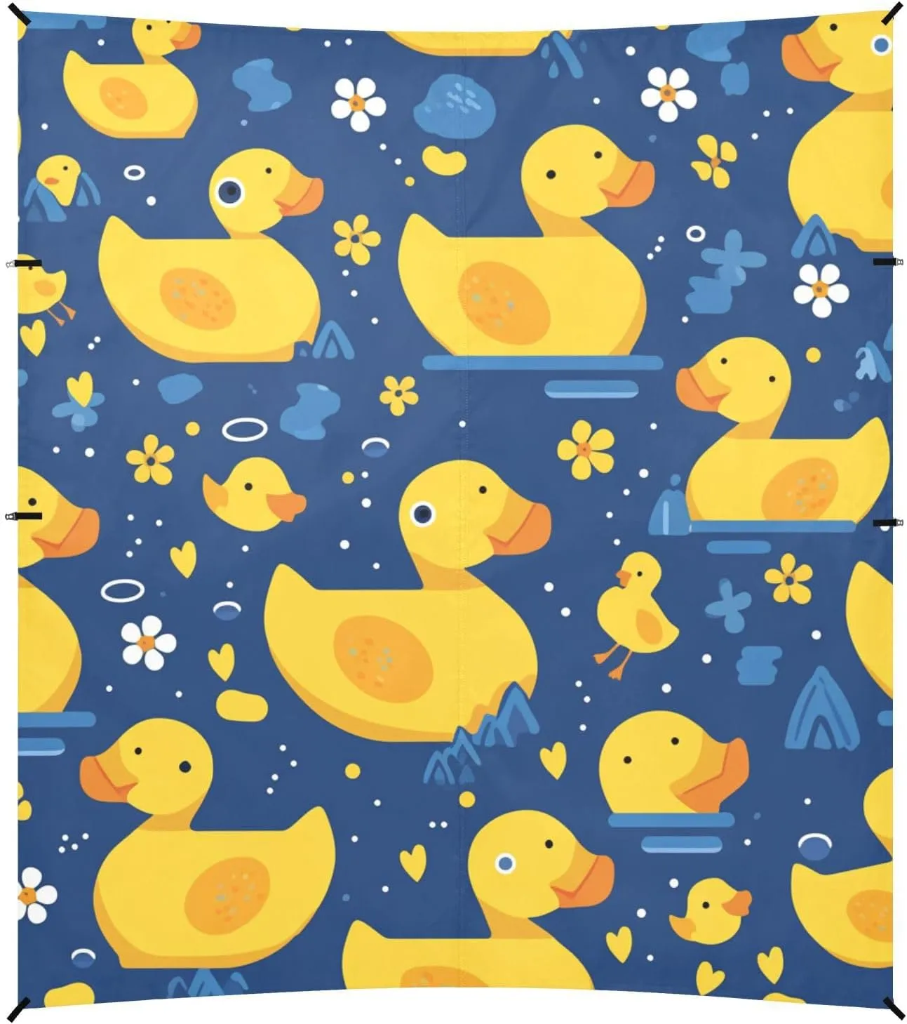 Yellow Duck Cartoon Foldable Beach Cabana UPF50  Lightweight Portable Sun Shelter with Sandbags & Sand Shovel for Backyard and Camping