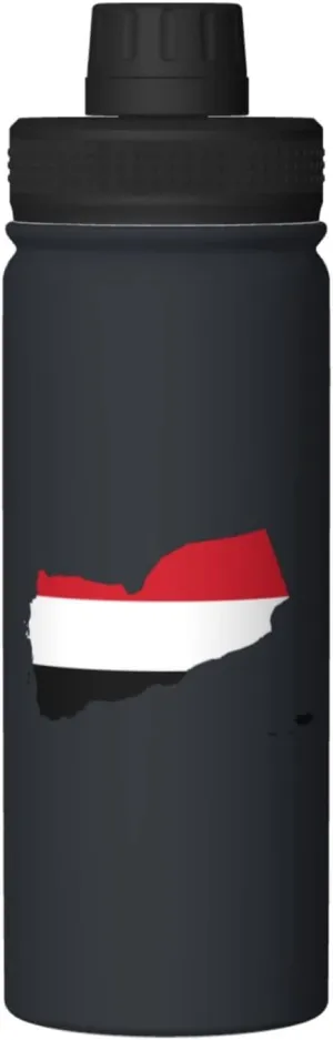 Yemen Terrain Map Water Bottle 18OZ Stainless Steel Insulated Water Bottles With Spout Lid Sports Keep Cold and Hot Water Bottle For Biking Hiking
