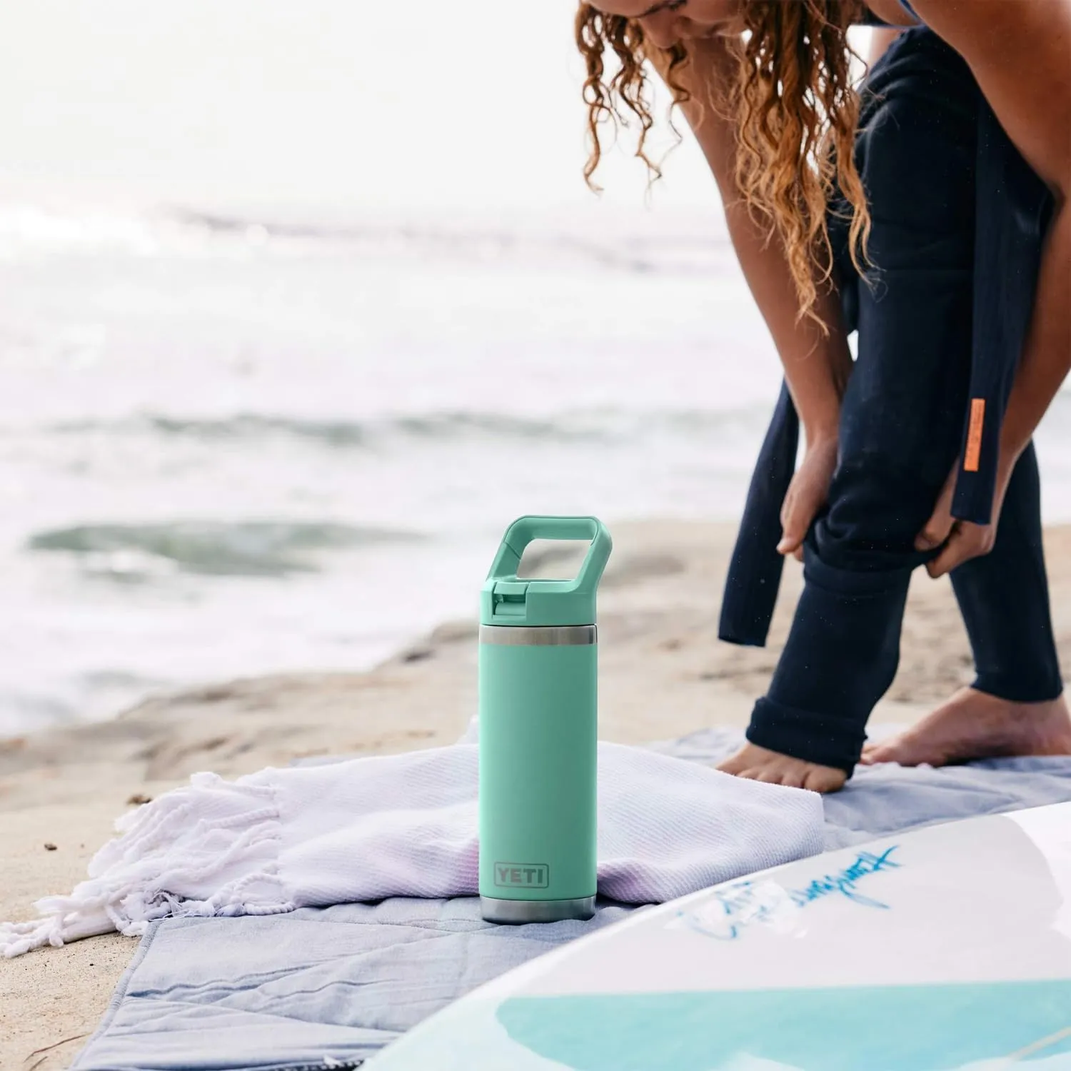 YETI Rambler 18 oz Bottle, Vacuum Insulated, Stainless Steel with Color Matching Straw Cap, Cape Taupe