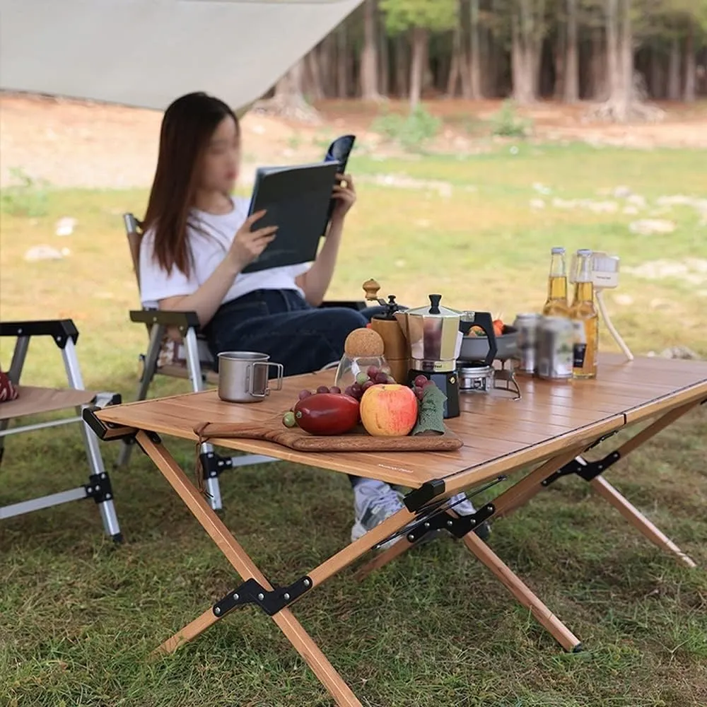 YIORYO Camping Table, Fold up Lightweight Camping Table, Portable Roll up Aluminum Table with Carry Bag for Picnic, Cooking, Camping, Beach, Festival (Gray : B)