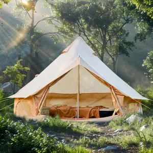 YOLENY Bell Ten 4/6/8/10 Person 4 Season, Yurt Tent Waterproof Glamping Tents w/Stove Jack for Family Camping Outdoor Party, Glamping Tents for Camping - 9.8/13.1/16.4FT