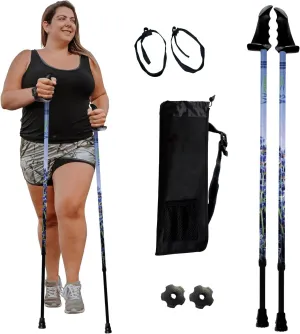 York Nordic Big and Tall Motivator Walking Poles for Balance and Rehab - 2 Pieces - Strong Push Button Locks, Detachable Rubber Feet, Travel Bag - for Heights 4' up to 7' feet and Weights up to 500lbs