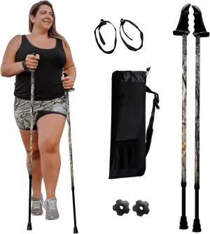 York Nordic Big and Tall Motivator Walking Poles for Balance and Rehab - 2 Pieces - Strong Push Button Locks, Detachable Rubber Feet, Travel Bag - for Heights 4' up to 7' feet and Weights up to 500lbs