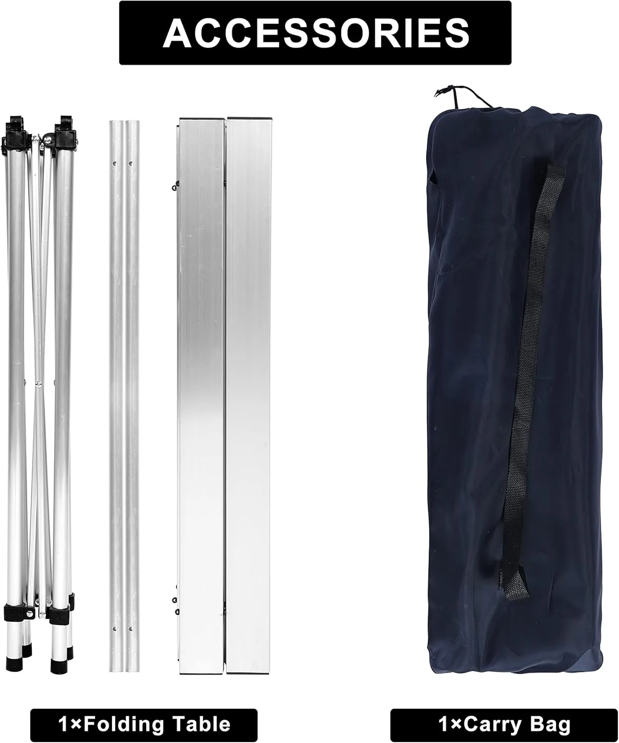 YSSOA Aluminum Folding Table for Camping, Camp Table for Picnic, Beach Table for Sand Foldable, Lightweight, Carry Bag Included
