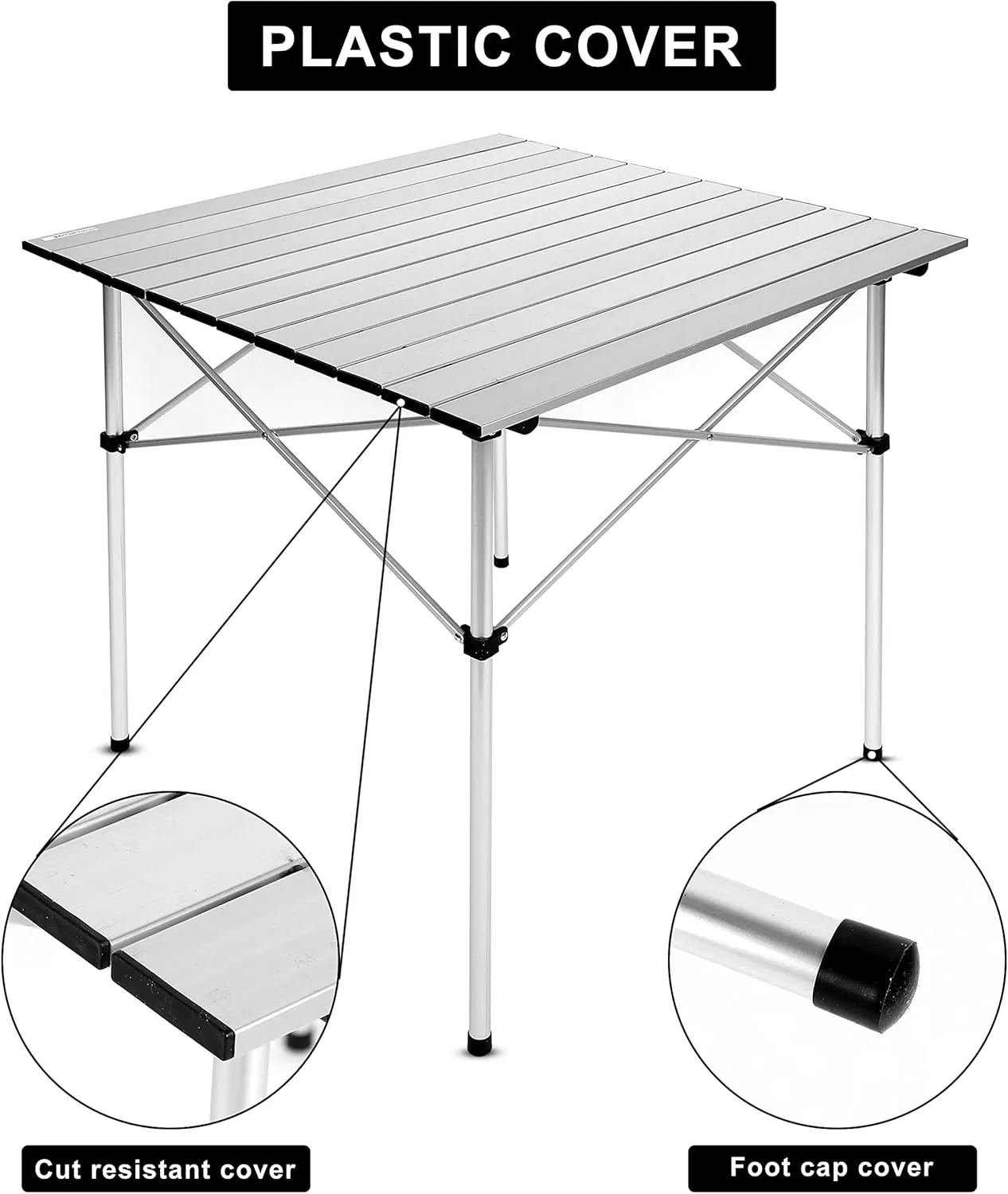 YSSOA Aluminum Folding Table for Camping, Camp Table for Picnic, Beach Table for Sand Foldable, Lightweight, Carry Bag Included