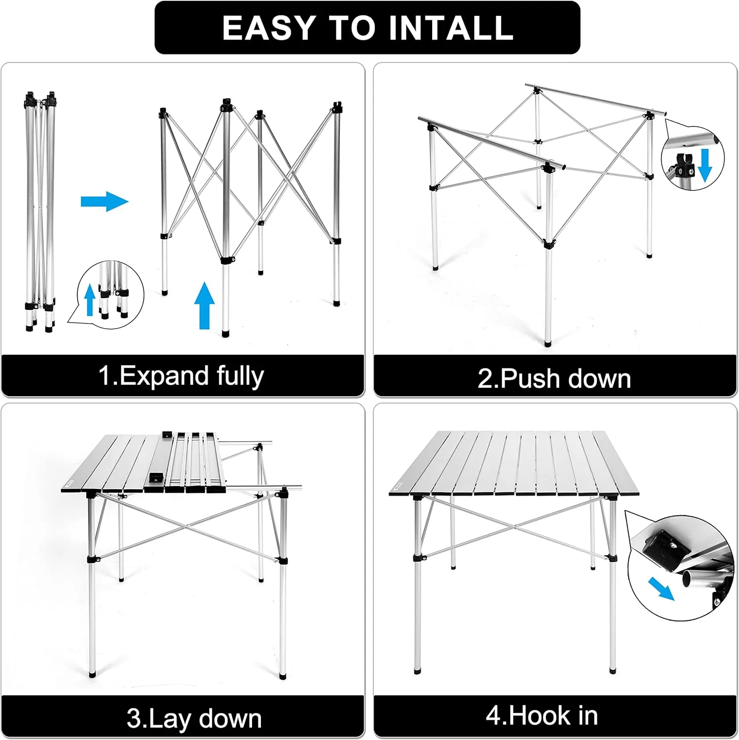 YSSOA Aluminum Folding Table for Camping, Camp Table for Picnic, Beach Table for Sand Foldable, Lightweight, Carry Bag Included