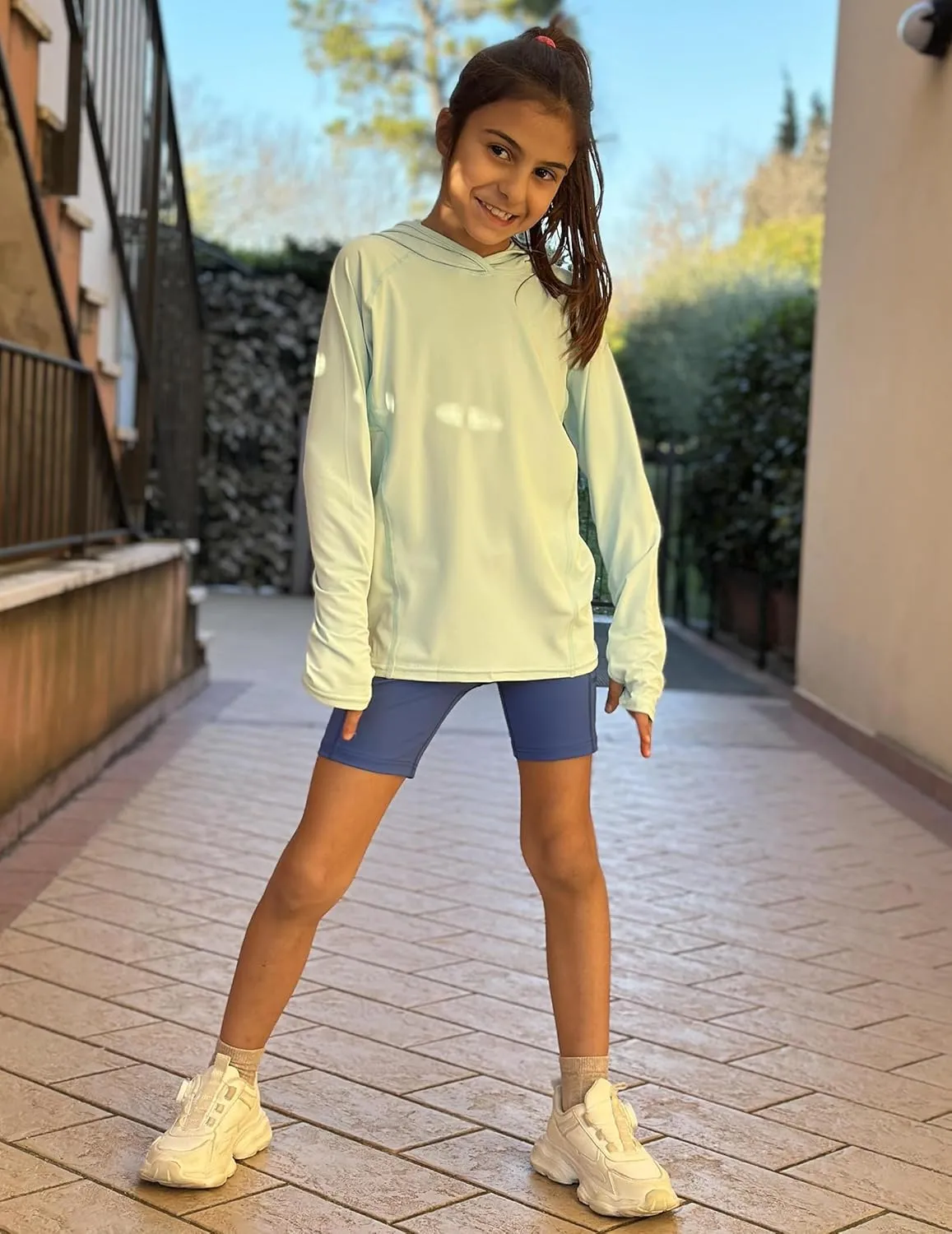 Zaclotre Kids UPF 50  Sun Shirt Girls Quick Dry Sun Protection Clothing Athletic Hoodie with Thumbholes