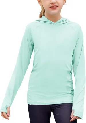 Zaclotre Kids UPF 50  Sun Shirt Girls Quick Dry Sun Protection Clothing Athletic Hoodie with Thumbholes