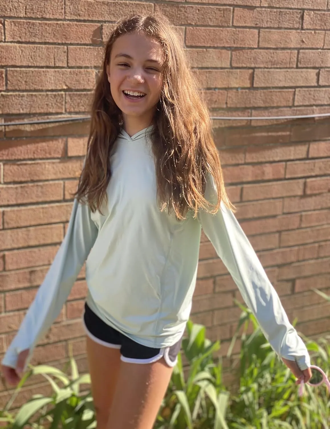 Zaclotre Kids UPF 50  Sun Shirt Girls Quick Dry Sun Protection Clothing Athletic Hoodie with Thumbholes
