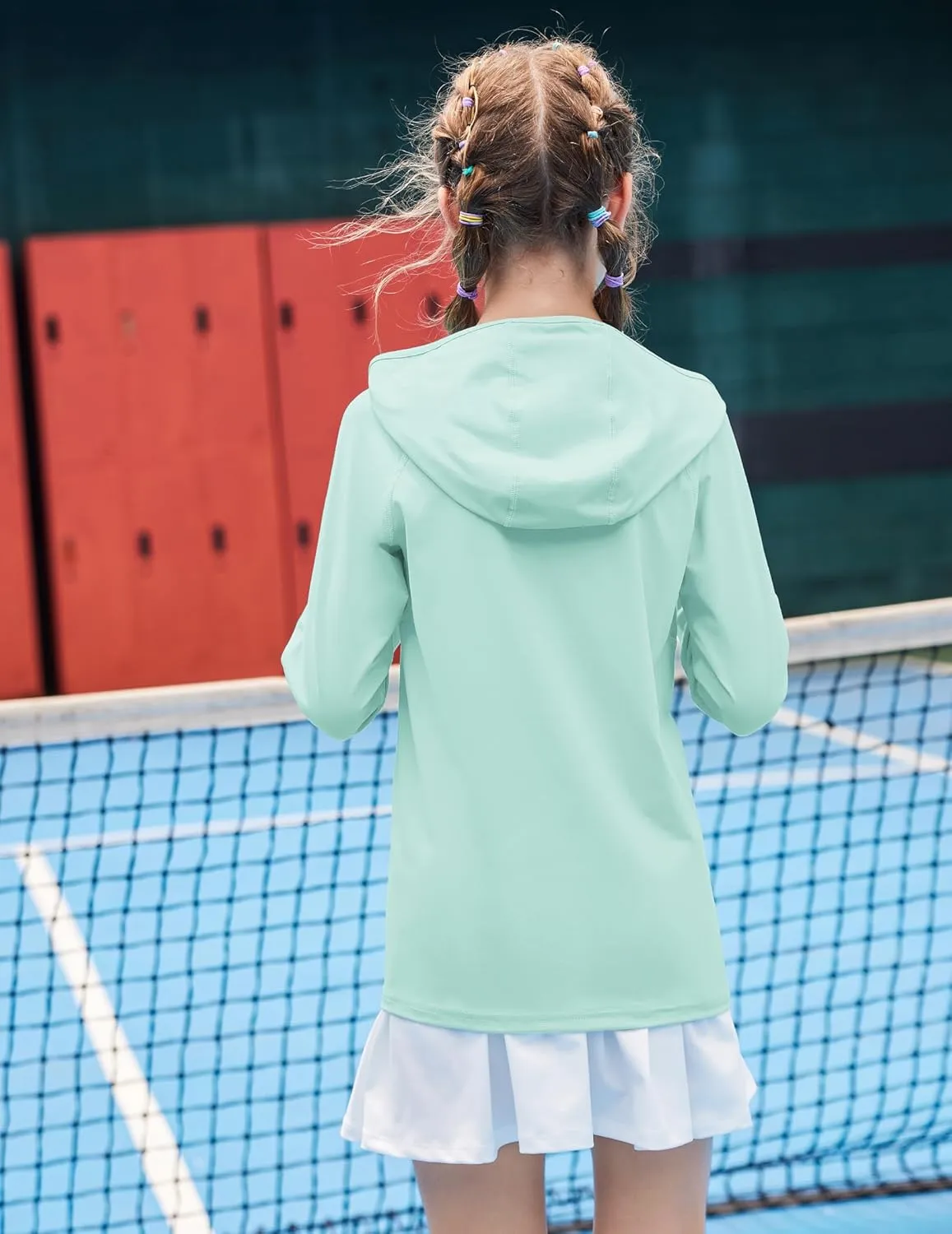 Zaclotre Kids UPF 50  Sun Shirt Girls Quick Dry Sun Protection Clothing Athletic Hoodie with Thumbholes