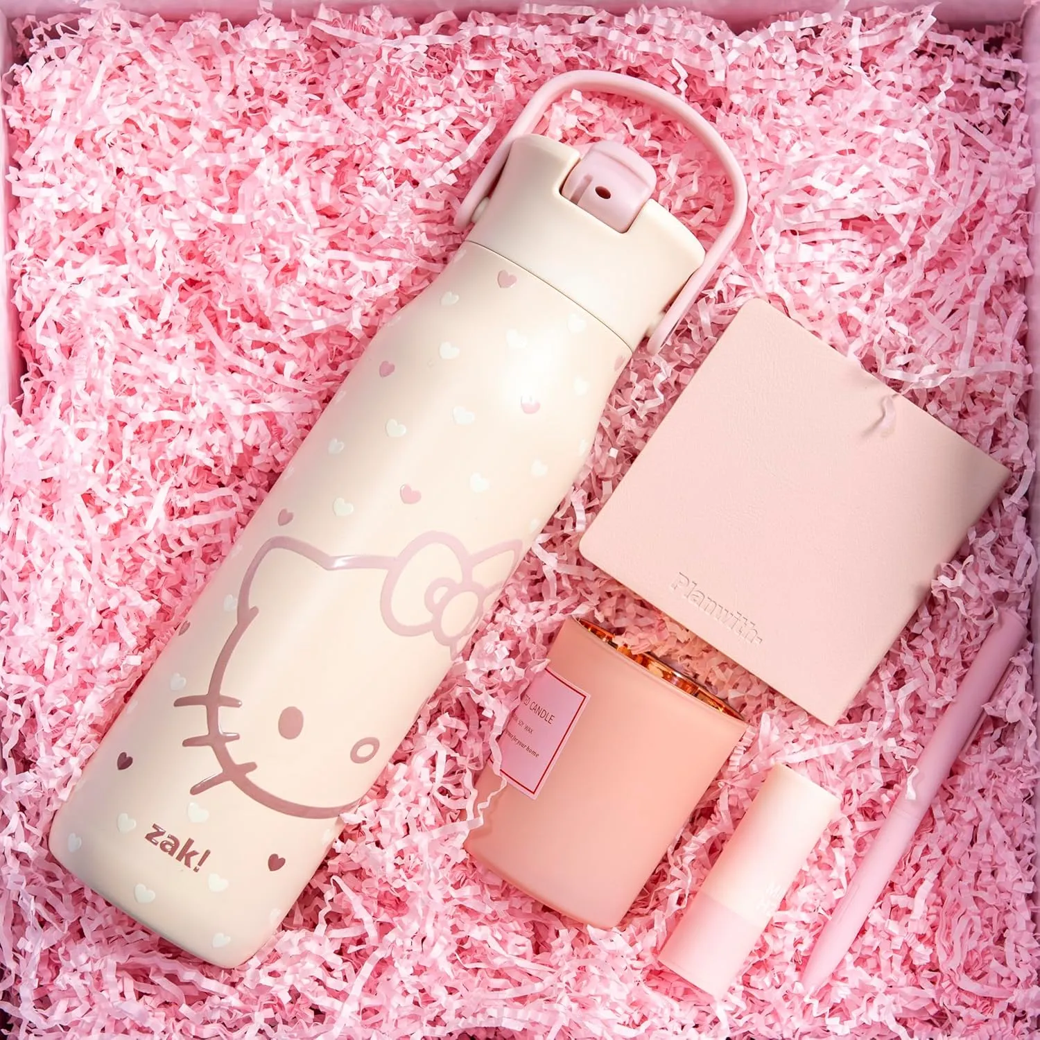 Zak Designs Sanrio Hello Kitty Harmony Water Bottle for Travel or At Home, 32oz Stainless Steel is Leak-Proof When Closed and Vacuum Insulated with Straw Lid, Carry Handle, and 3D Artwork