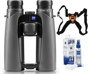 Zeiss 8x42 Victory SF Binoculars (Black) with Harness and Cleaning Kit Bundle (3 Items)