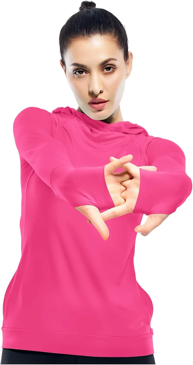 Zengjo Womens Lightweight Hoodie Pullover-Hooded Long Sleeve Running Yoga Workout Tops for Women-Cowl Neck&Thumbhole