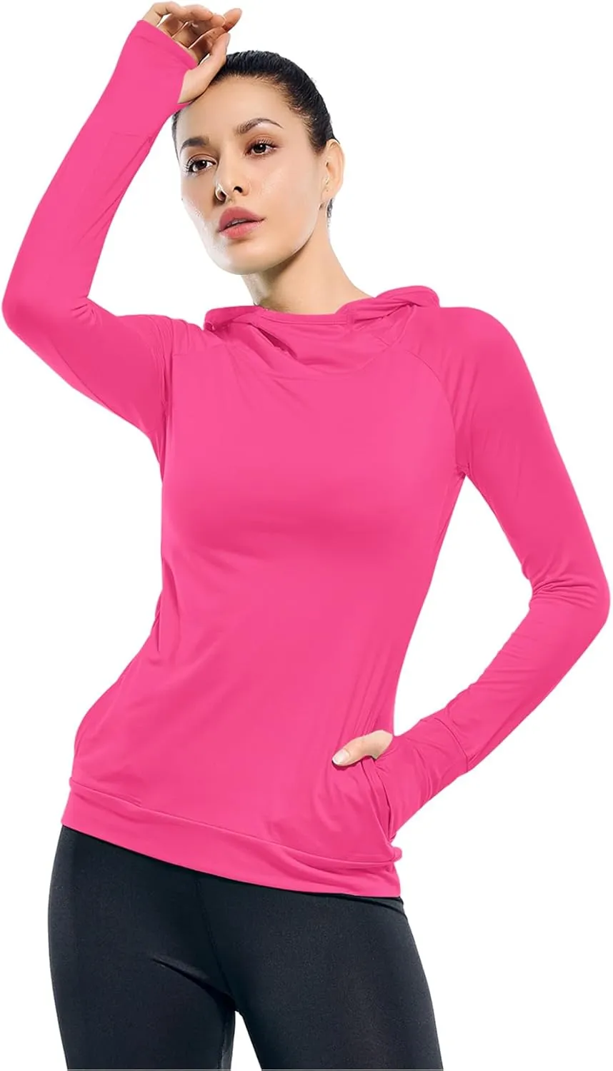 Zengjo Womens Lightweight Hoodie Pullover-Hooded Long Sleeve Running Yoga Workout Tops for Women-Cowl Neck&Thumbhole