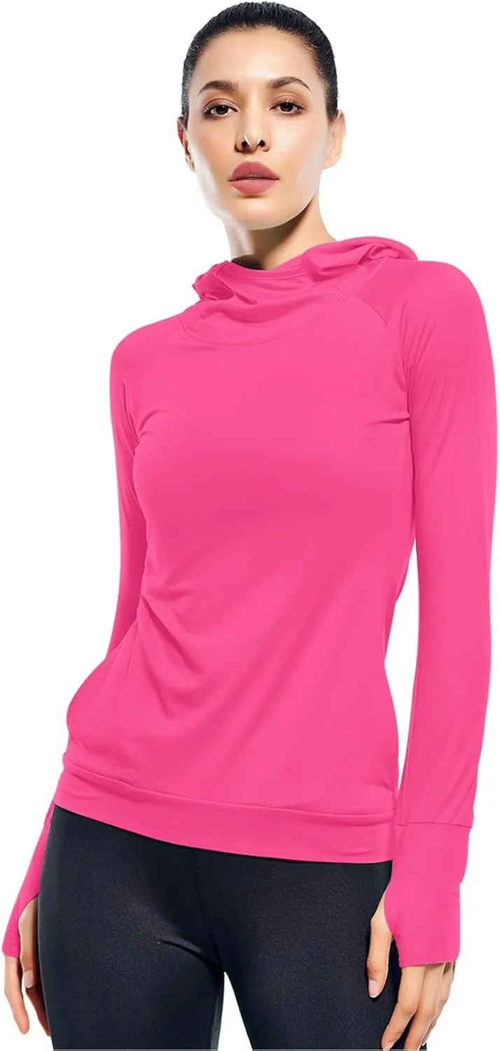 Zengjo Womens Lightweight Hoodie Pullover-Hooded Long Sleeve Running Yoga Workout Tops for Women-Cowl Neck&Thumbhole