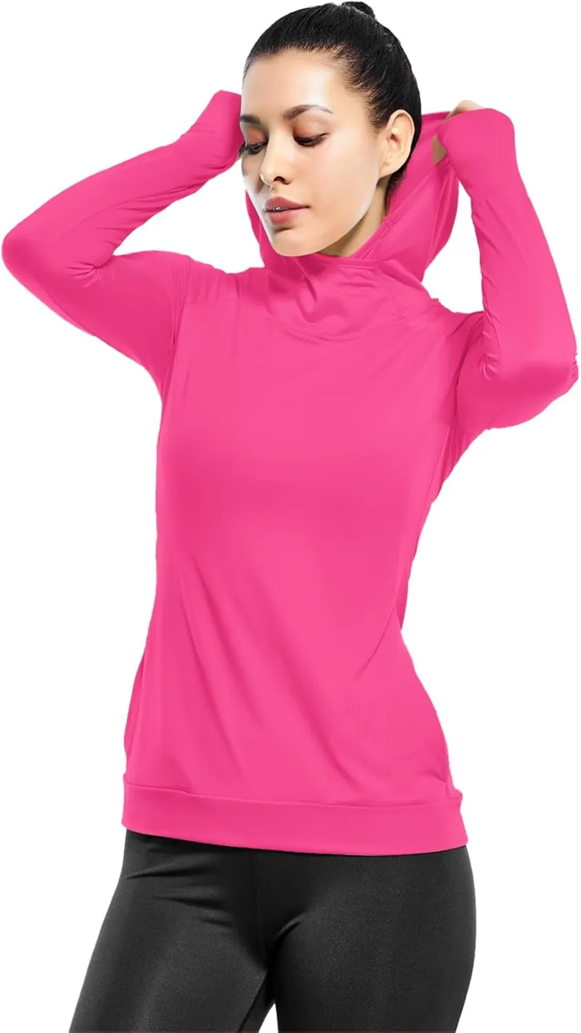 Zengjo Womens Lightweight Hoodie Pullover-Hooded Long Sleeve Running Yoga Workout Tops for Women-Cowl Neck&Thumbhole