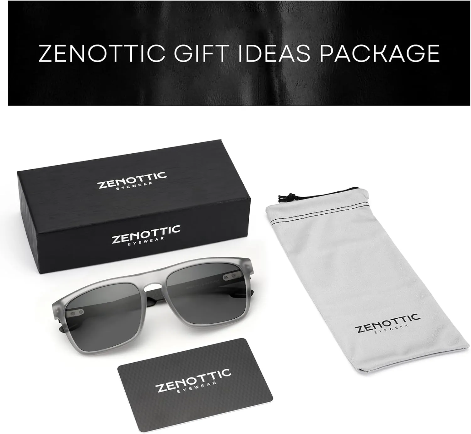 ZENOTTIC Polarized Sunglasses Men Square: Unbreakable TR90 Frame Carbon Fiber Temple UV400 Protection Sun Glasses for Driving