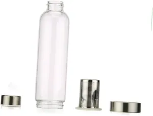 Zerodeko Borosilicate Glass Water Bottle with Gray Carry Bag Portable Insulated Design for Hot Cold Beverages for Travel Fitness Office Outdoor Activities