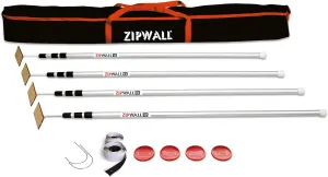 ZIPWALL SLP4 12 Foot Spring Loaded Dust Barrier Poles (Pack of 4), 4 Pack, Silver, 4 Count