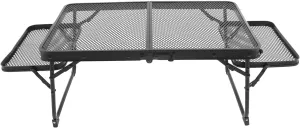 ZJchao Folding Camping Table, Aluminum Alloy 2 Tiers Table Portable Folding Outdoor Grid Grill Stand for Camping Traveling Picnic, Beach, Traveling, Backyards
