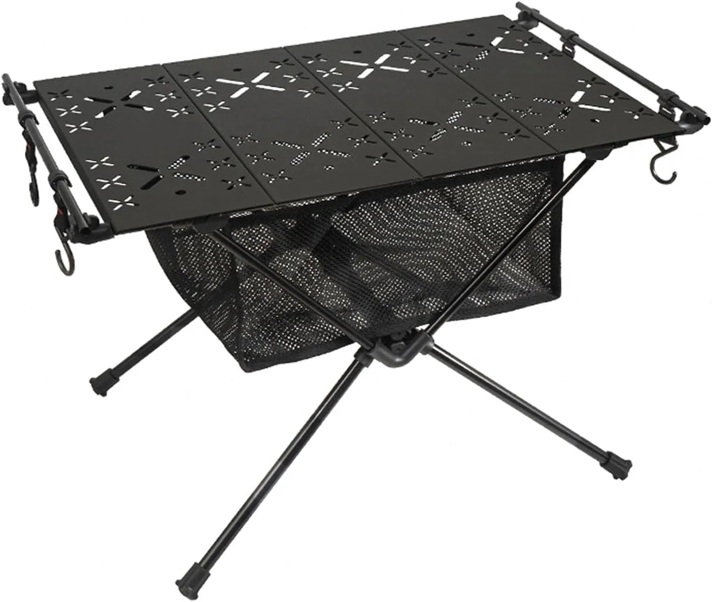 ZJchao Folding Table, Aluminum Alloy Camping Table Camping Table Folding Camping Table with Storage Organizer for Grill, Outdoor Camping, Garden, Patio, Dining, BBQ, Party (Black)