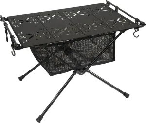 ZJchao Folding Table, Aluminum Alloy Camping Table Camping Table Folding Camping Table with Storage Organizer for Grill, Outdoor Camping, Garden, Patio, Dining, BBQ, Party (Black)