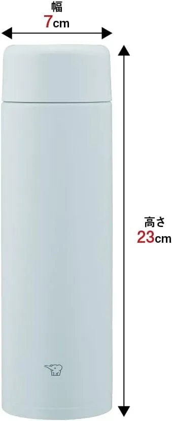 Zojirushi SM-GA60-HL Water Bottle, Seamless Stopper, Large Capacity, 20.3 fl oz (600 ml), Screw, Stainless Steel Mug, Ice Gray, Integrated Washer, Easy to Clean, 2 Pieces Only