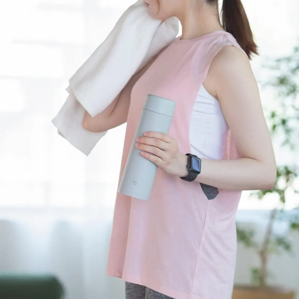Zojirushi SM-GA60-TM Water Bottle, Seamless Water Bottle, Large Capacity, 20.3 fl oz (600 ml), Screw, Stainless Steel Mug, Pail Taupe, Integrated Washer, Easy to Clean, 2 Pieces Only