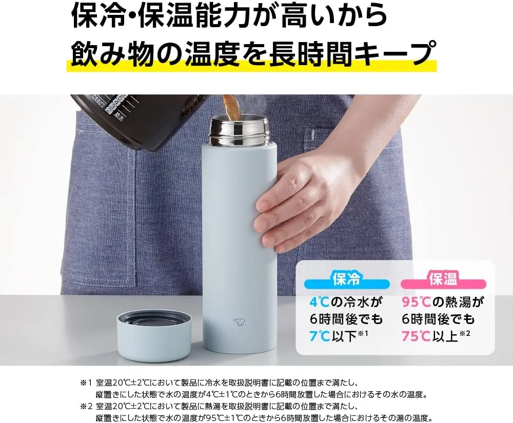 Zojirushi SM-GA72-HM Water Bottle, Screw Stainless Steel Mug, Seamless, 24.3 fl oz (720 ml), Forest Gray