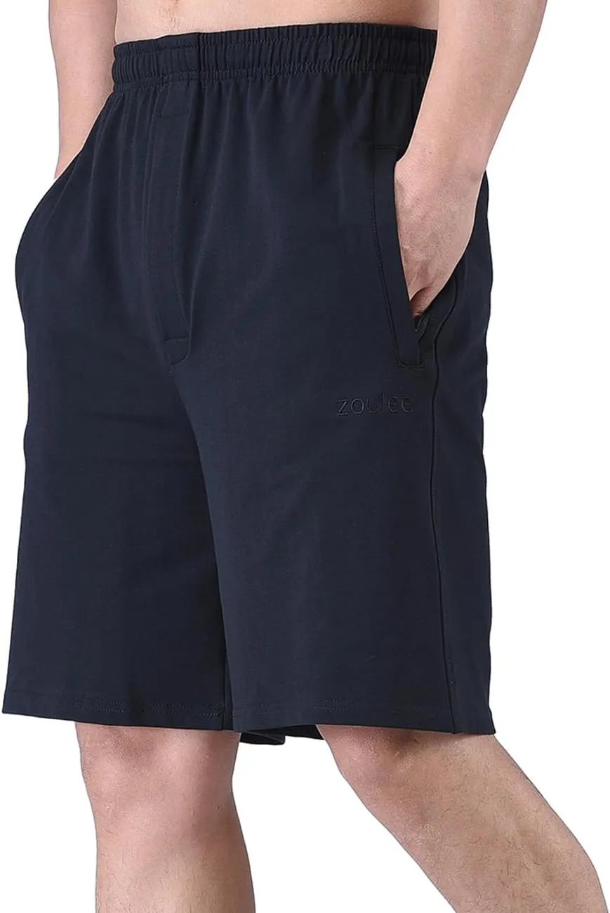 Zoulee Men's 9" Lightweight Jersey Shorts Front Zipper